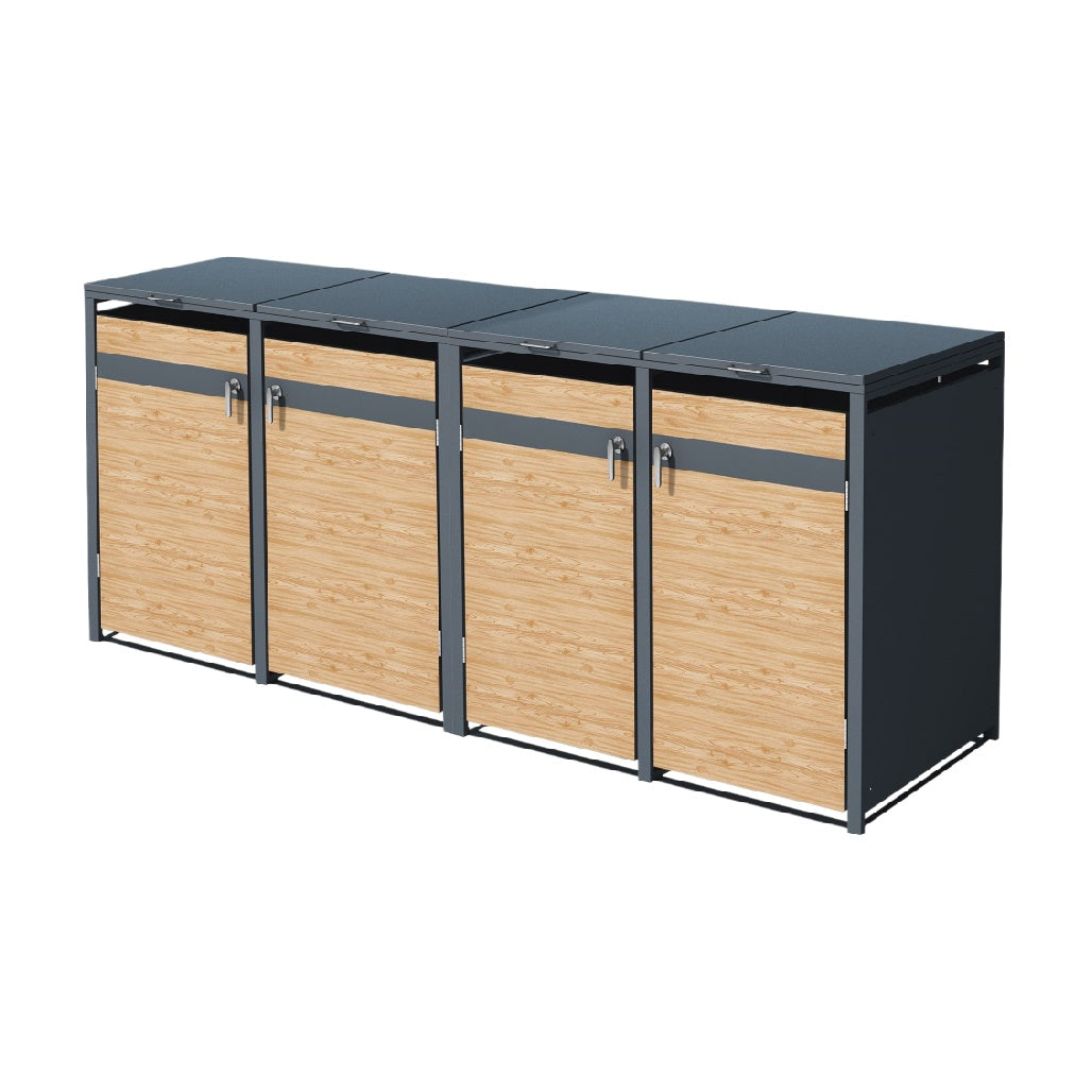 Storage Cabinet for Outdoor Use in Steel and Wood - 200 x 60 x 80